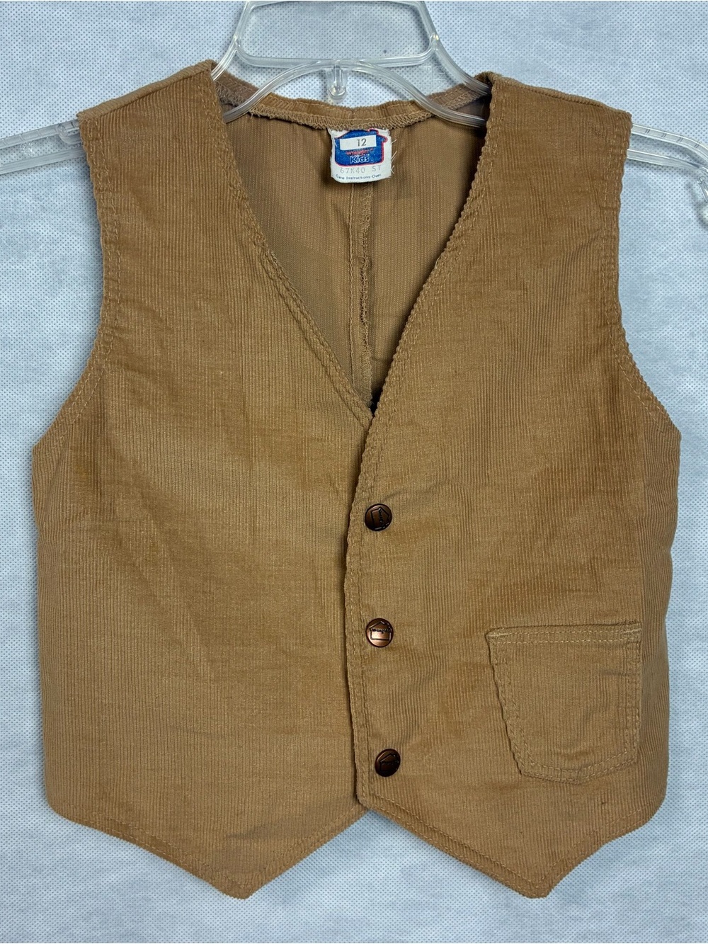 Vintage 70s Wrangler Corduroy Vest Boys Sz 12 (Small Kids 6/7) Beige Flaw